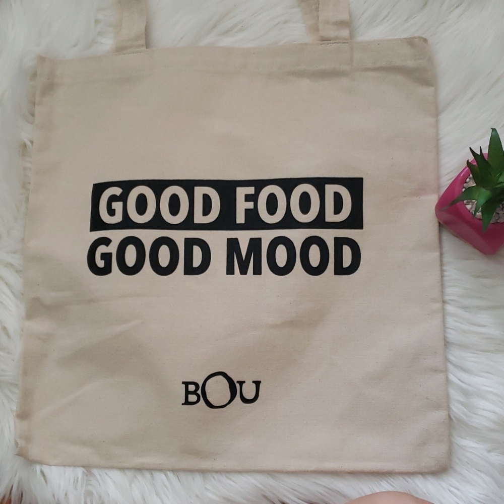 Bou Good Food Good Mood Canvas Reusable Tote Bag
